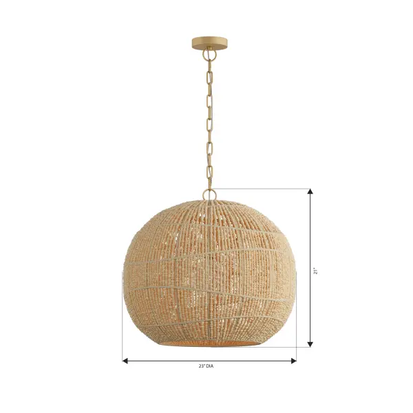 1-Light Pendant - Legacy Brass and Ivory Wood Beads - alternate view