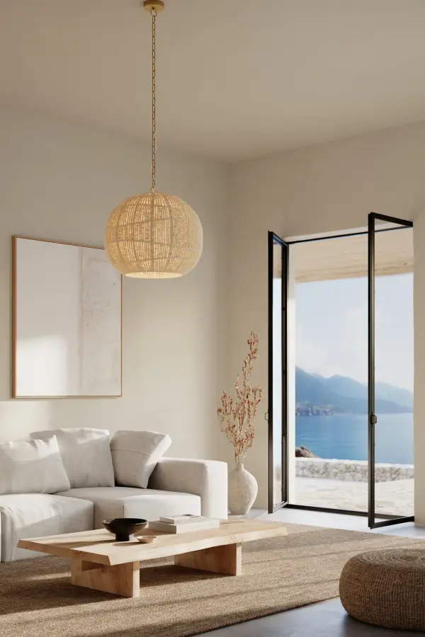 Cavara 23" 1-Light Pendant in Legacy Brass with Ivory Wood Beads - Image 4