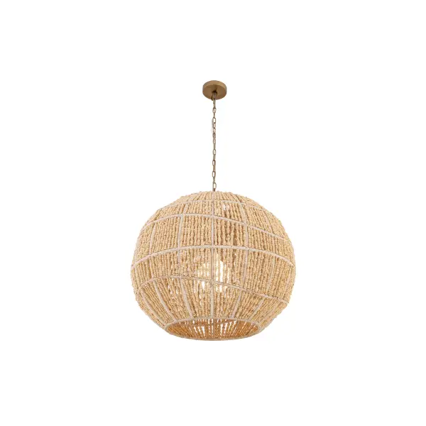 Cavara 23" 1-Light Pendant in Legacy Brass with Ivory Wood Beads - Image 7
