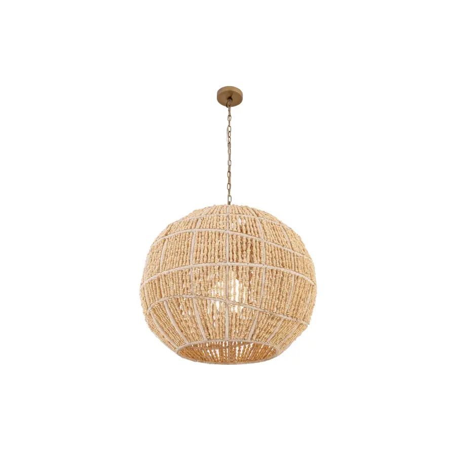 Cavara 23" 1-Light Pendant in Legacy Brass with Ivory Wood Beads - Image 7