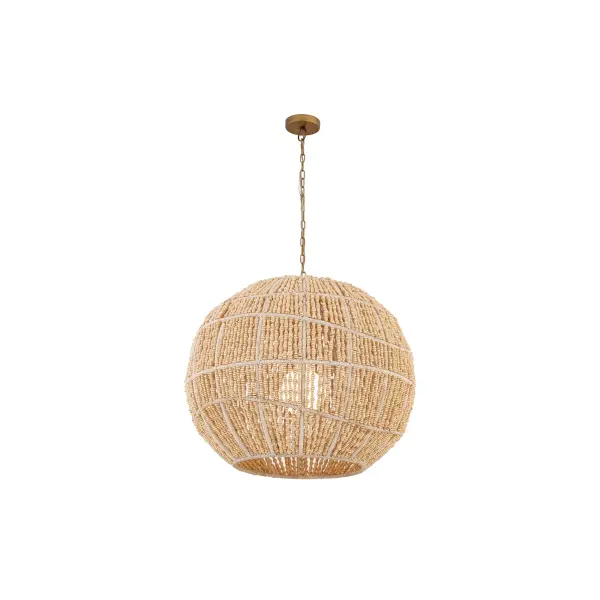 Cavara 23" 1-Light Pendant in Legacy Brass with Ivory Wood Beads - Image 8