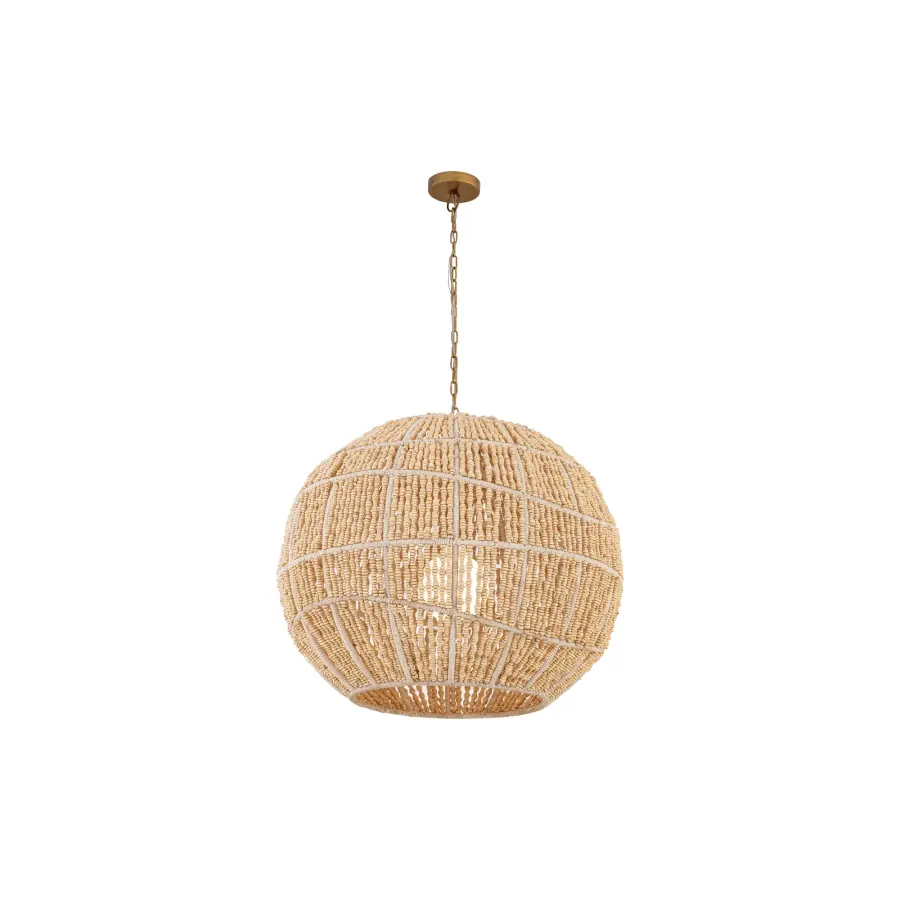Cavara 23" 1-Light Pendant in Legacy Brass with Ivory Wood Beads - Image 8