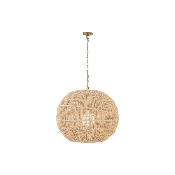 Cavara 23" 1-Light Pendant in Legacy Brass with Ivory Wood Beads - Image 9