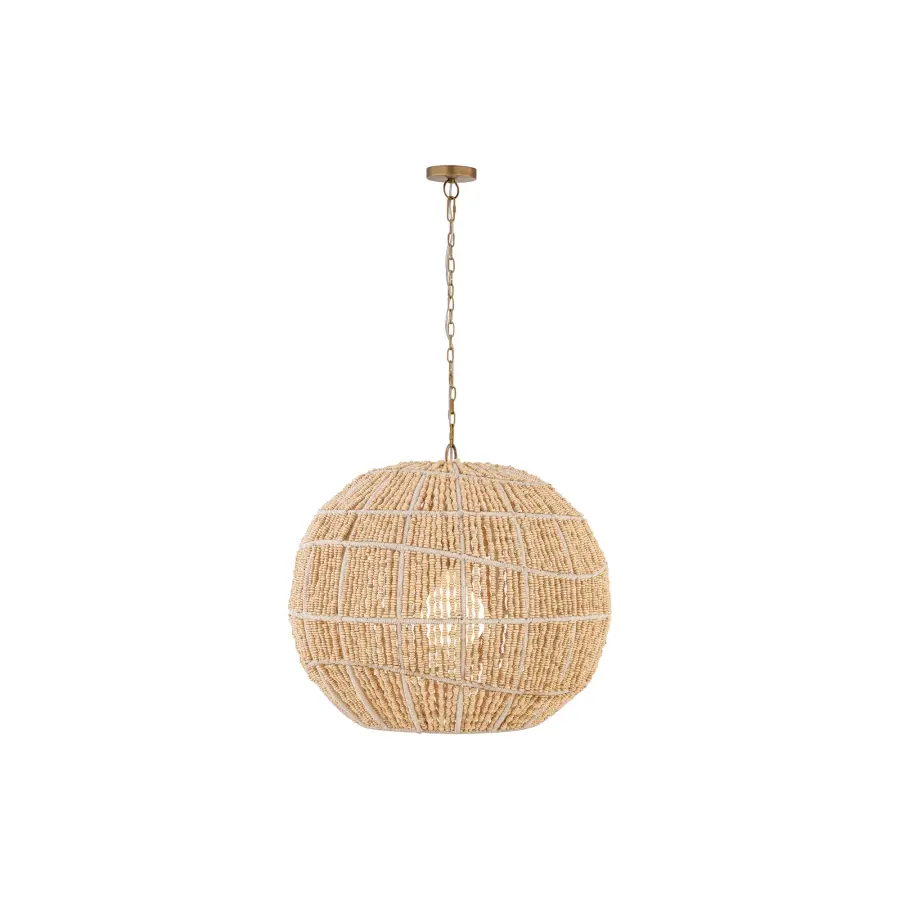 Cavara 23" 1-Light Pendant in Legacy Brass with Ivory Wood Beads - Image 9