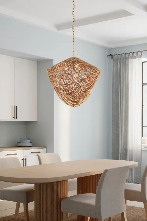 Virella 26" 3-Light Pendant in Legacy Brass with Mixed Brown Wood Beads - Image 3