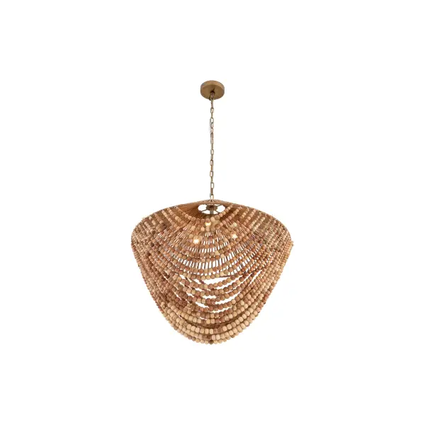 Virella 26" 3-Light Pendant in Legacy Brass with Mixed Brown Wood Beads - Image 7