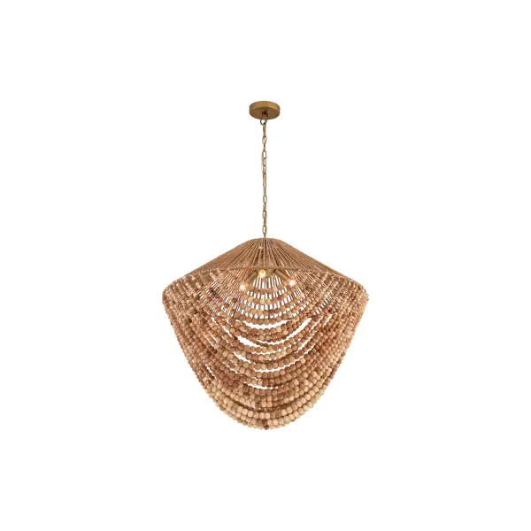 Virella 26" 3-Light Pendant in Legacy Brass with Mixed Brown Wood Beads - Image 8