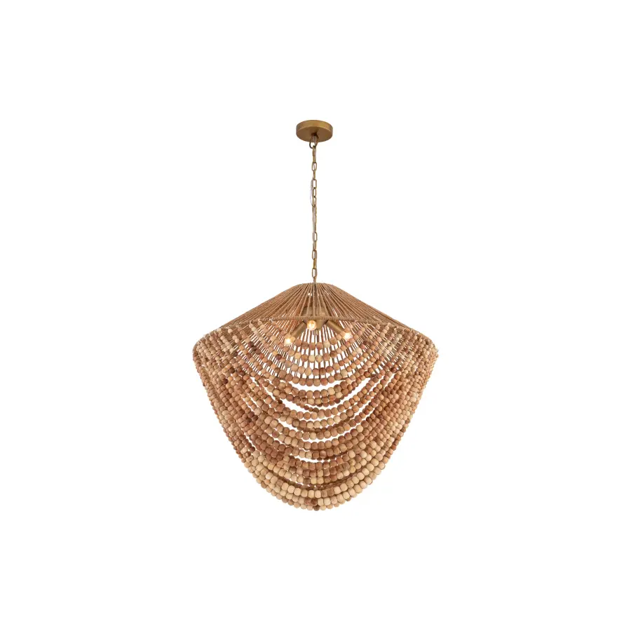 Virella 26" 3-Light Pendant in Legacy Brass with Mixed Brown Wood Beads - Image 8