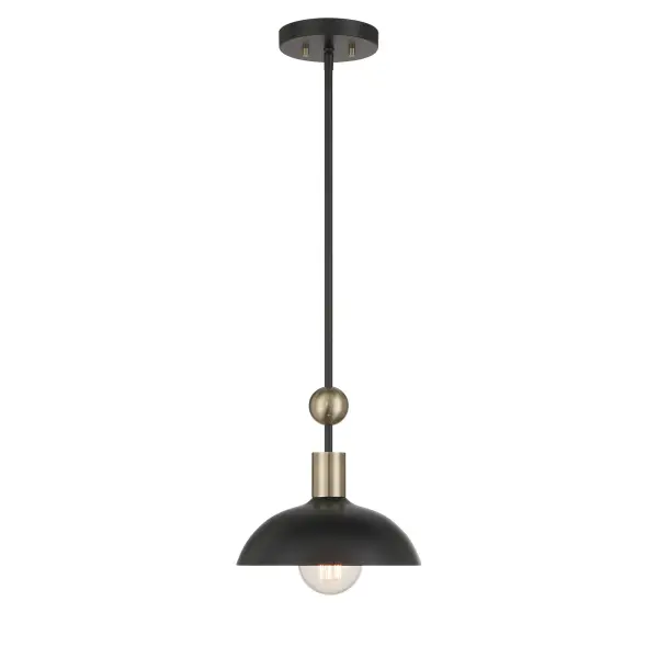 The Biloxi pendant combines coal black steel with weathered antique brass detailing for an industrial aesthetic that works in both modern and transitional spaces. At 24 inches wide, it makes a bold statement over islands and dining tables.