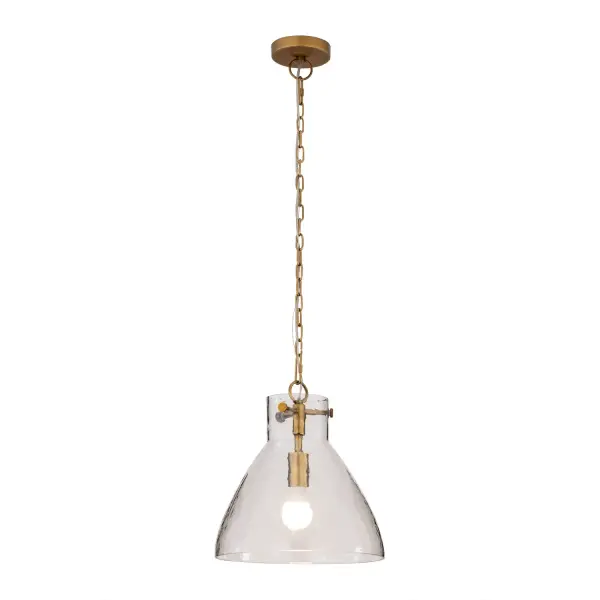 1-Light Pendant - Legacy Brass with Clear Water Glass