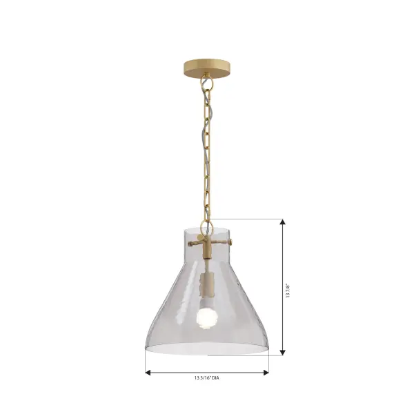 1-Light Pendant - Legacy Brass with Clear Water Glass - alternate view