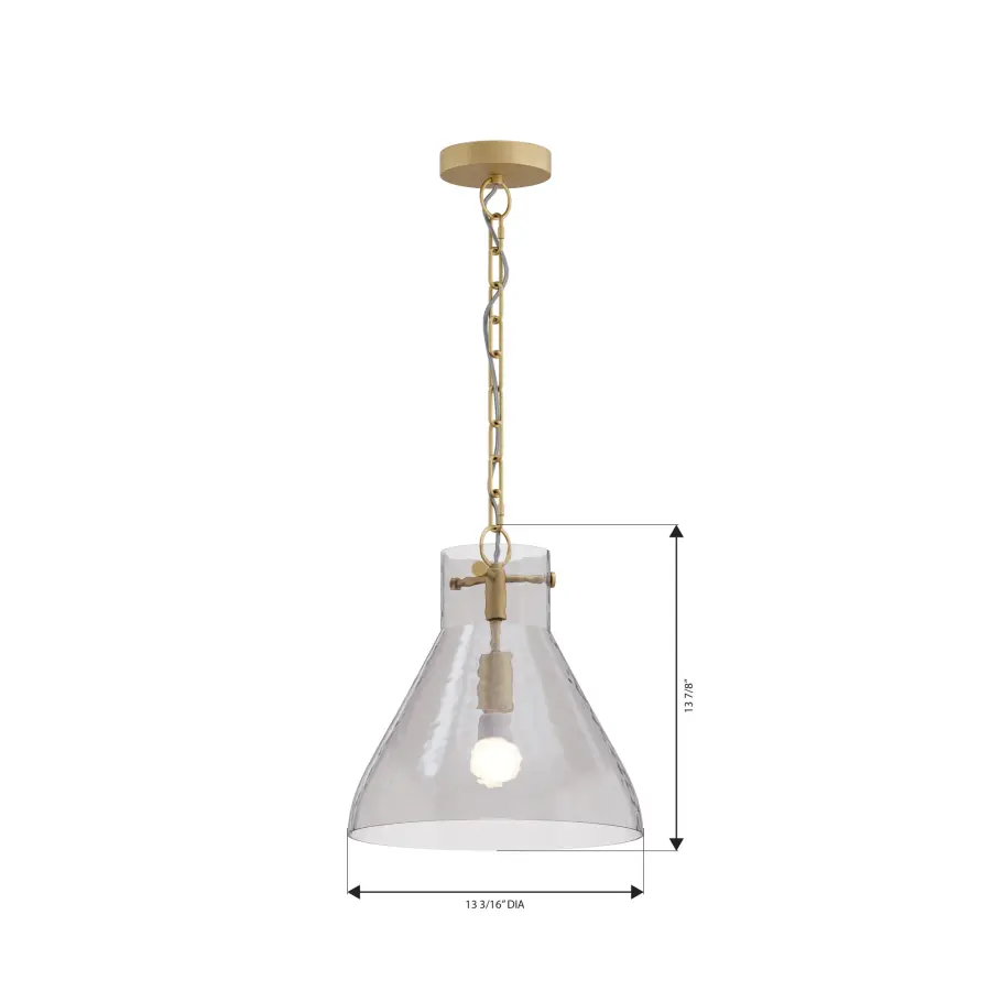 Sevara 13.25" 1-Light Pendant in Legacy Brass - Image 2