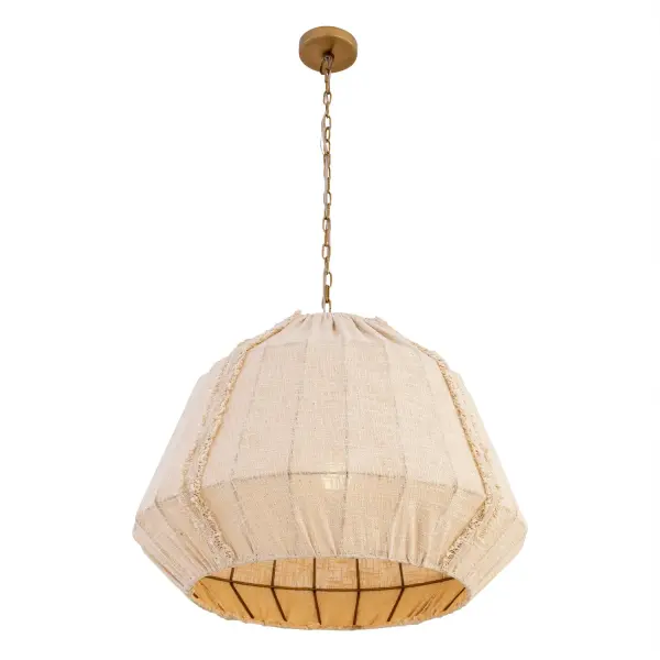 1-Light Pendant - Legacy Brass and Textured Linen