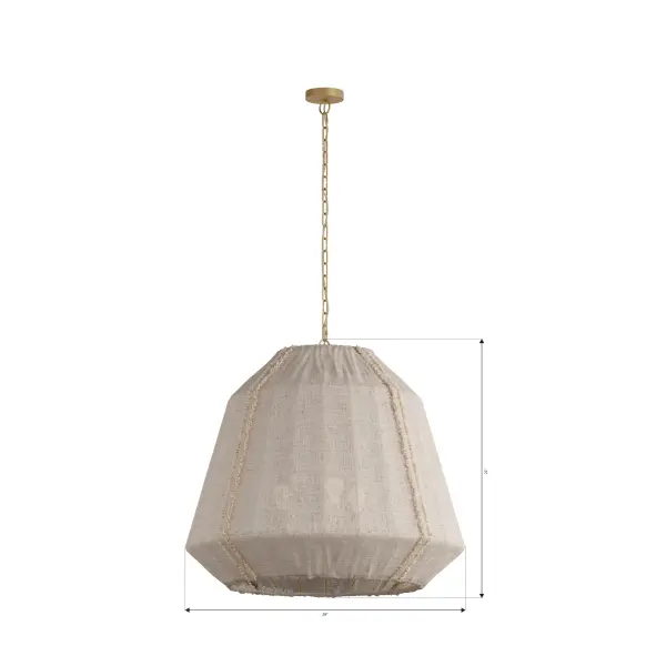 3-Light Pendant - Legacy Brass and Textured Linen - alternate view