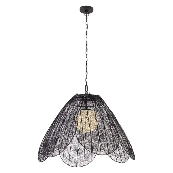 1-Light Pendant - Dark Matte Black with Opal Glass