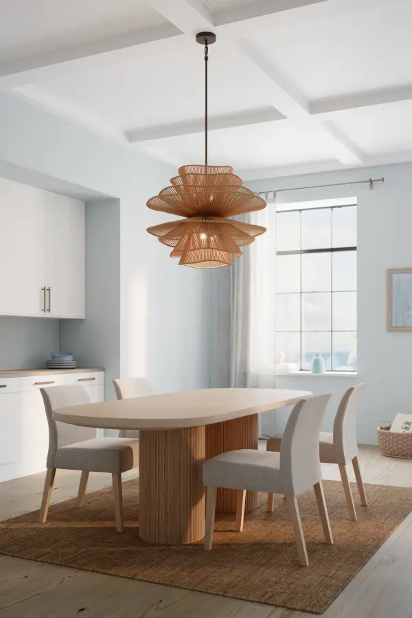 Mireth 30" 6-Light Pendant in Dark Bronze and Natural Raffia - Image 4