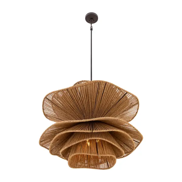 Mireth 30" 6-Light Pendant in Dark Bronze and Natural Raffia - Image 7