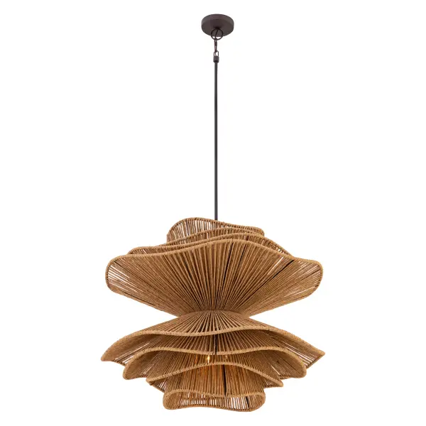 Mireth 30" 6-Light Pendant in Dark Bronze and Natural Raffia - Image 8