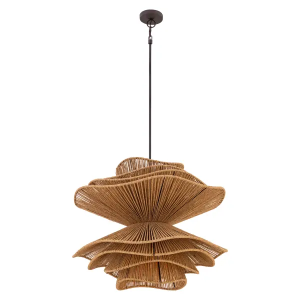 Mireth 30" 6-Light Pendant in Dark Bronze and Natural Raffia - Image 9