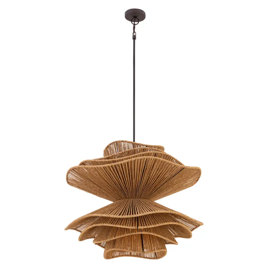 Mireth 30" 6-Light Pendant in Dark Bronze and Natural Raffia - Image 9