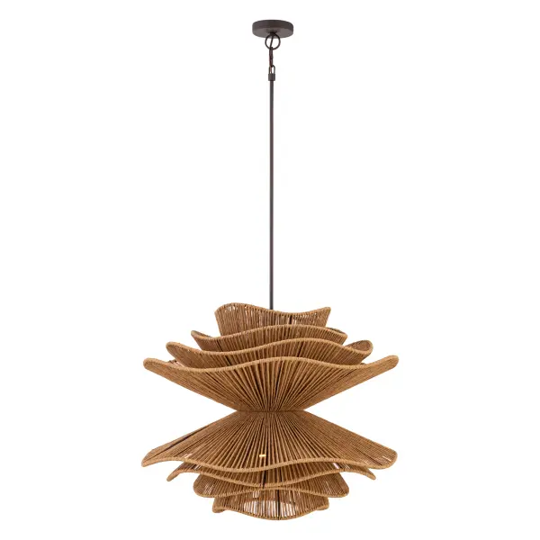 Mireth 30" 6-Light Pendant in Dark Bronze and Natural Raffia - Image 10