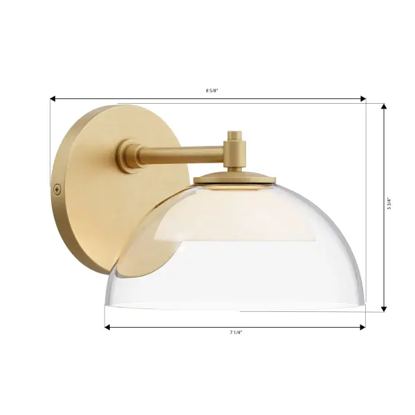 LED Bath Sconce - Legacy Brass with Clear Glass and Textured Cement - alternate view