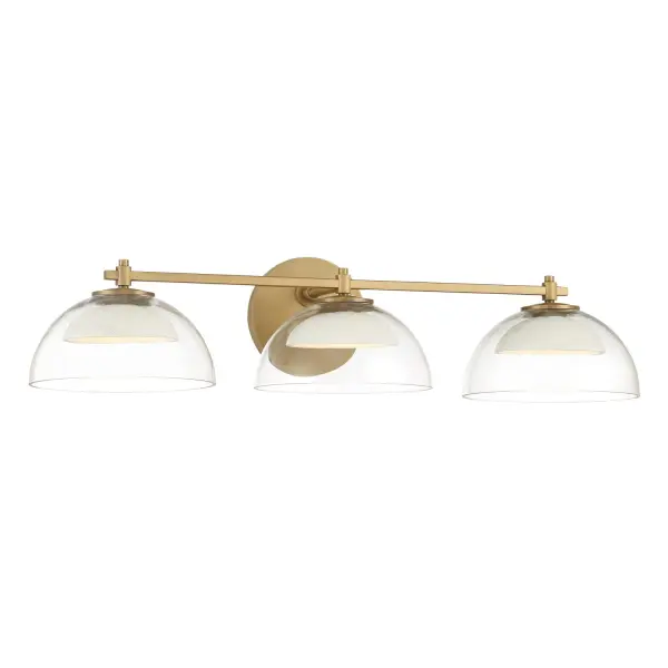 LED Vanity - Legacy Brass with Clear Glass and Textured Cement