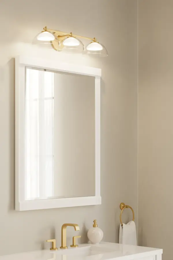 LED Vanity - Legacy Brass with Clear Glass and Textured Cement - alternate view