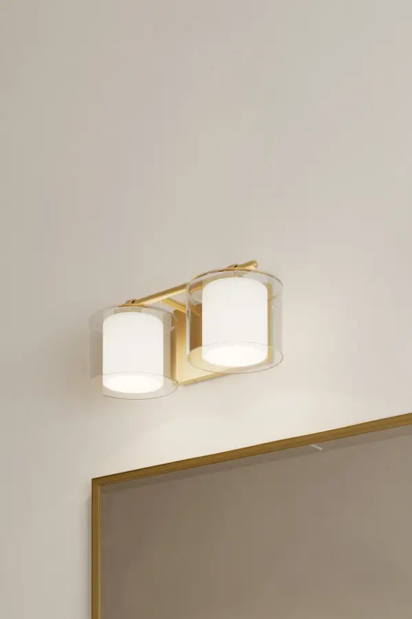 2-Light Vanity - Legacy Brass with Clear and Etched Opal Glass - alternate view