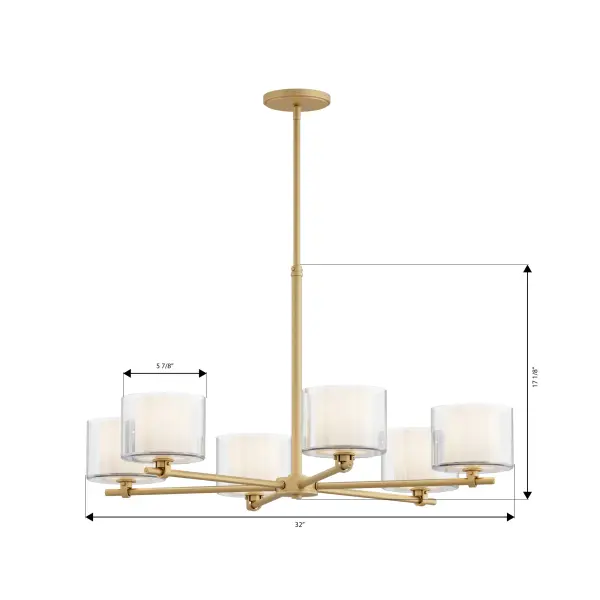 Seville 32" 6-Light Chandelier in Legacy Brass - Image 4