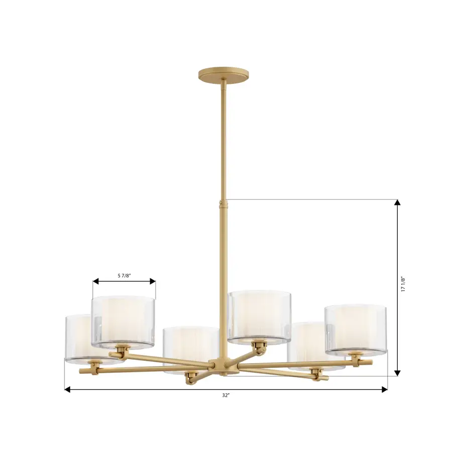 Seville 32" 6-Light Chandelier in Legacy Brass - Image 4