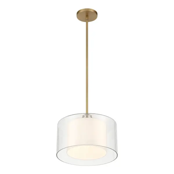 1-Light Convertible Pendant/Semi-Flush Mount - Legacy Brass with Clear and Etched Opal Glass