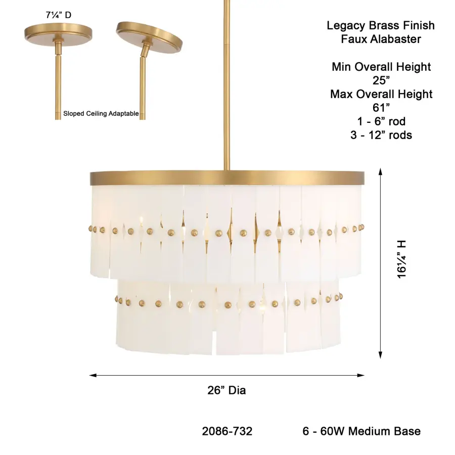Coronelle 26" 6-Light Pendant in Legacy Brass - Image 3