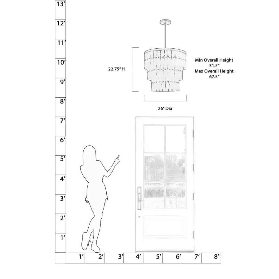 Coronelle 26" 9-Light Pendant in Legacy Brass - Image 2