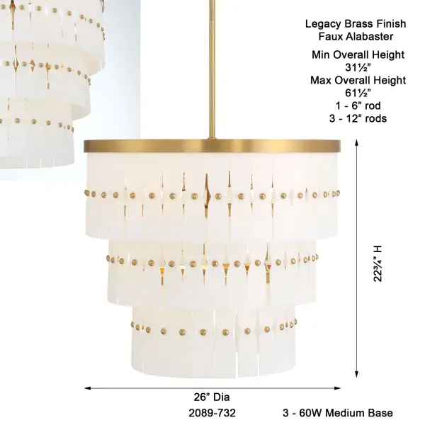Coronelle 26" 9-Light Pendant in Legacy Brass - Image 3