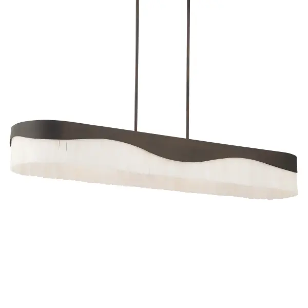 The Sway 48" Island Chandelier combines transitional elegance with practical functionality. Six alabaster stone shades diffuse light beautifully while the dark bronze finish adds sophisticated contrast. Perfect for kitchen islands and dining areas.