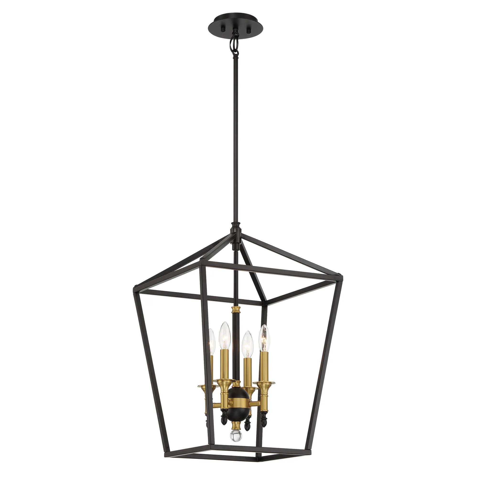 Townhall 4-Light Pendant in Coal and Soft Brass