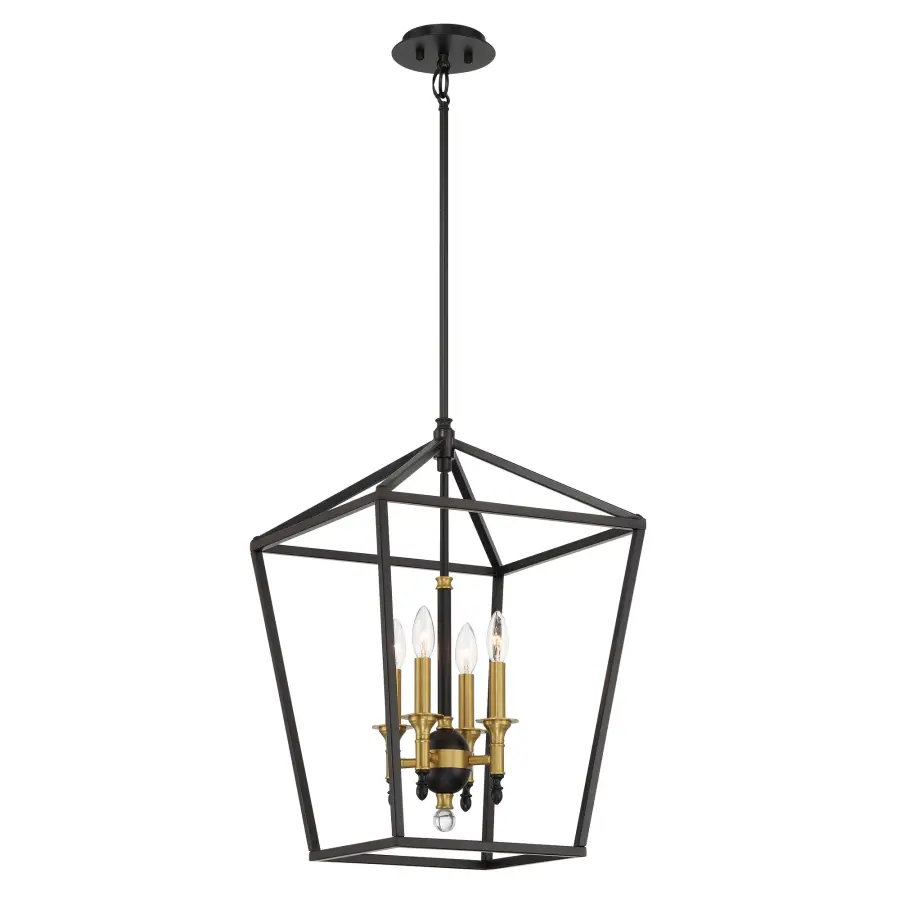 Townhall 4-Light Pendant in Coal and Soft Brass - Image 1