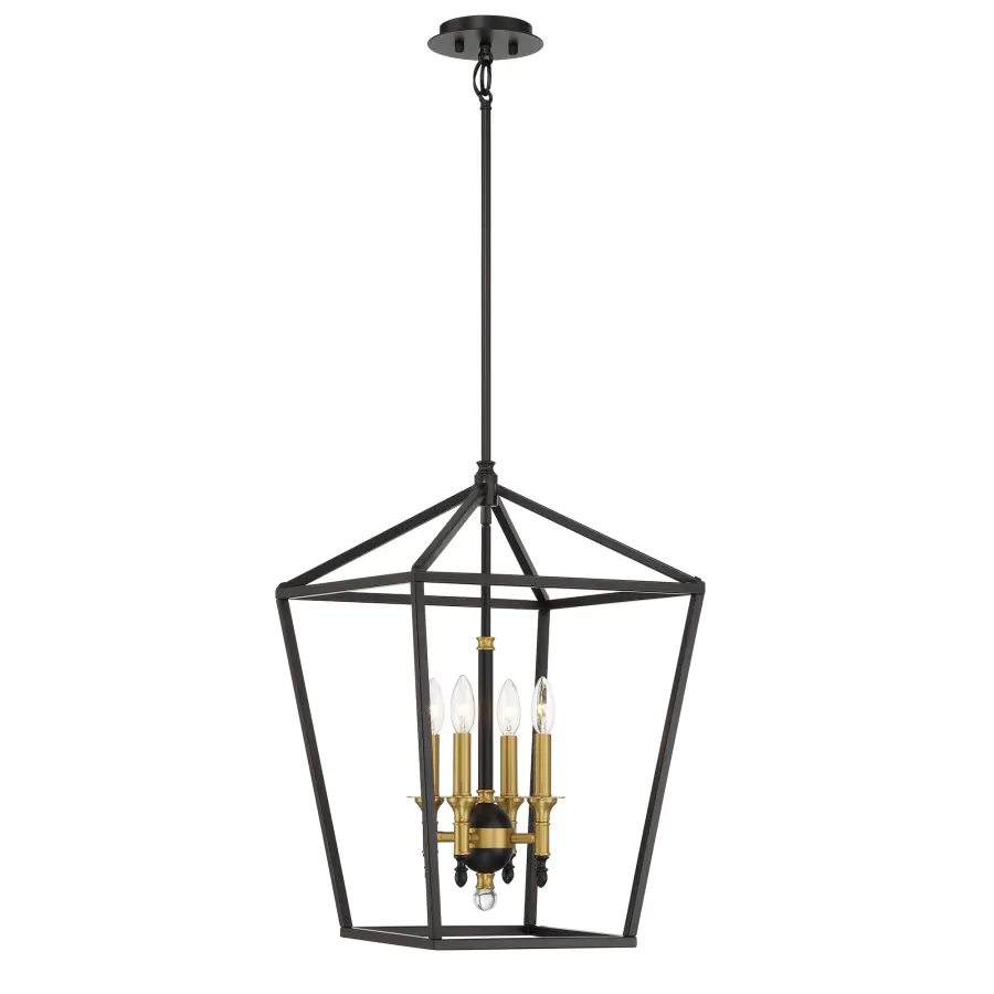 Townhall 4-Light Pendant in Coal and Soft Brass - Image 2