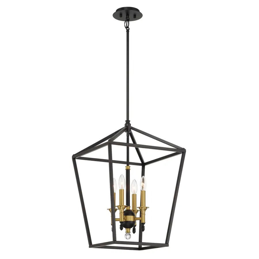 Townhall 4-Light Pendant in Coal and Soft Brass - Image 3
