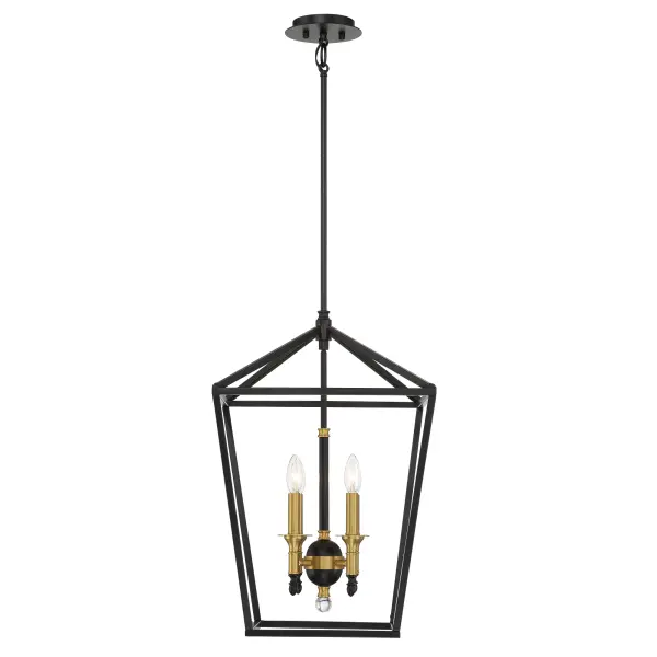 Townhall 4-Light Pendant in Coal and Soft Brass - Image 5