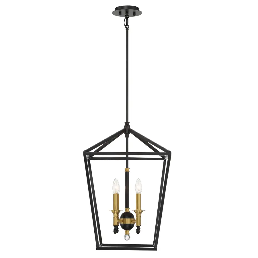 Townhall 4-Light Pendant in Coal and Soft Brass - Image 5