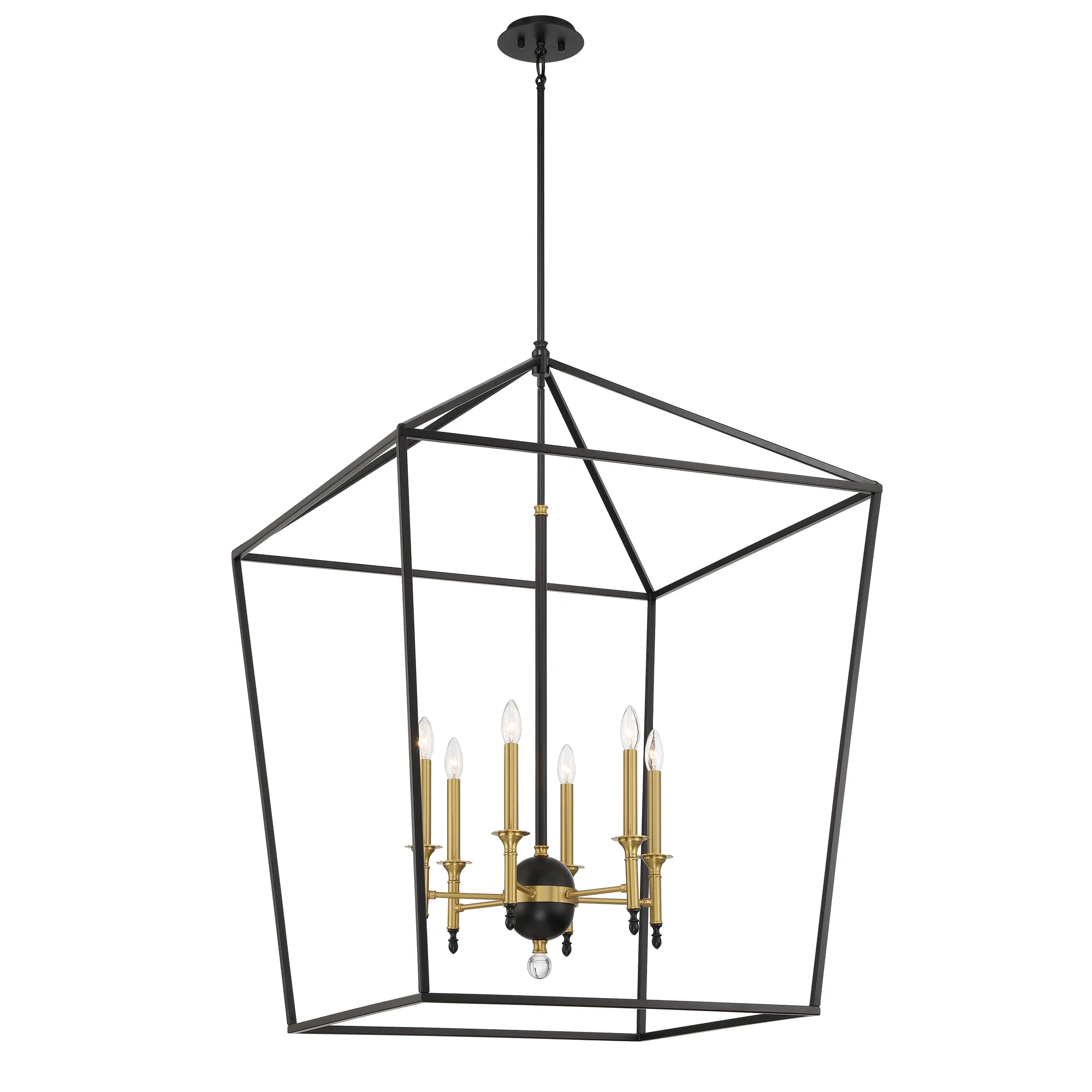 Townhall 6-Light Pendant in Coal and Soft Brass