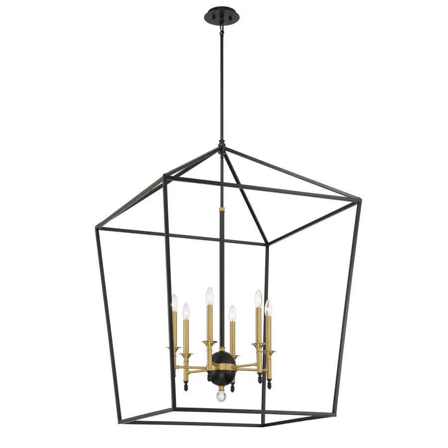 Townhall 6-Light Pendant in Coal and Soft Brass - Image 1
