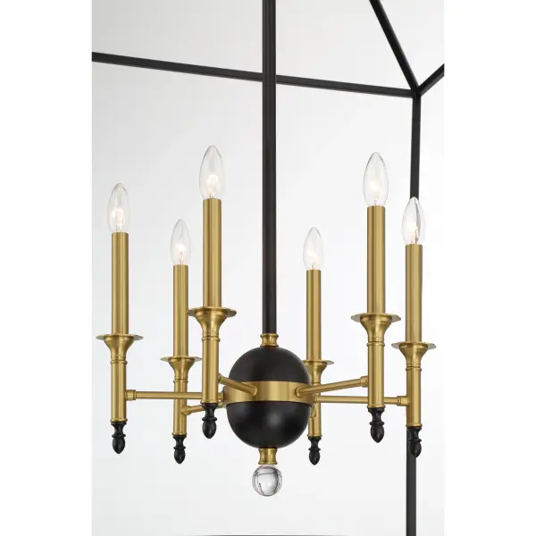 Townhall 6-Light Pendant in Coal and Soft Brass - Image 3