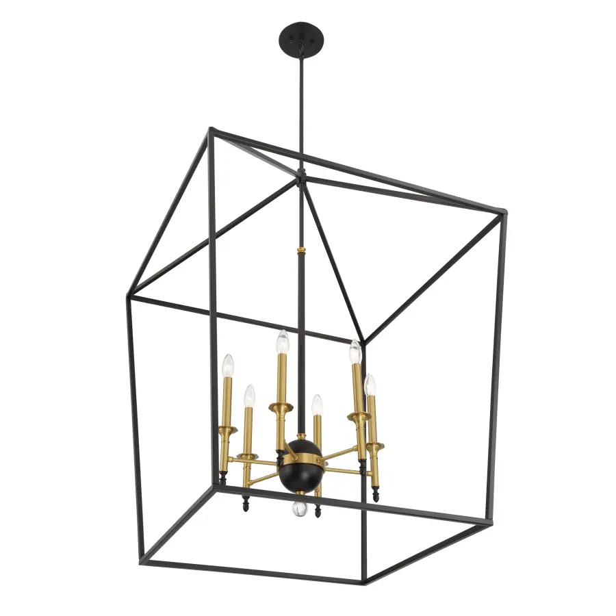 Townhall 6-Light Pendant in Coal and Soft Brass - Image 4