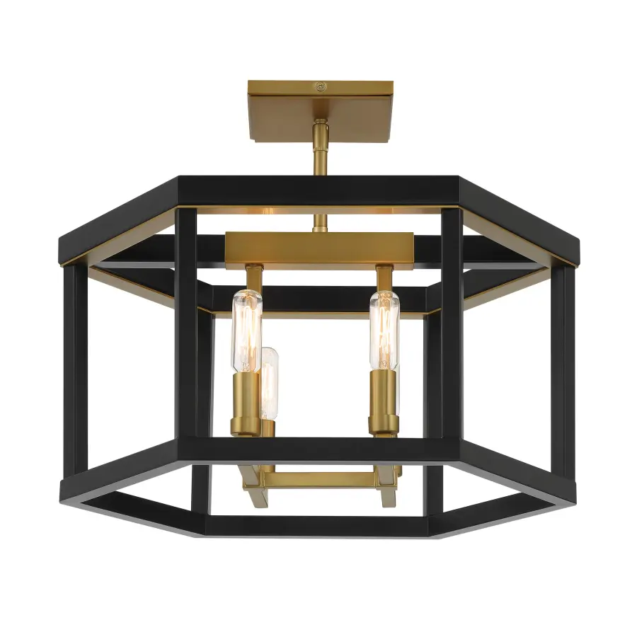 Union Estates 4-Light Semi-Flush Mount in Coal and Soft Brass - Image 2