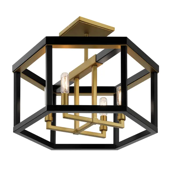 Union Estates 4-Light Semi-Flush Mount in Coal and Soft Brass - Image 3