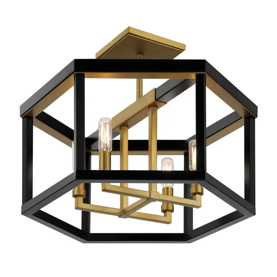 Union Estates 4-Light Semi-Flush Mount in Coal and Soft Brass - Image 3