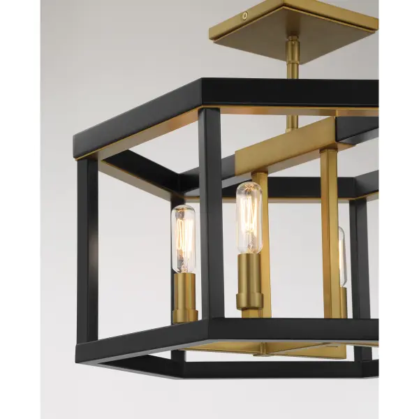 Union Estates 4-Light Semi-Flush Mount in Coal and Soft Brass - Image 4